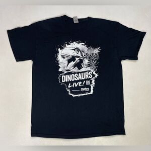 Metro Zoo Dinosaur Graphic T-shirt Men Large Black Short Sleeve